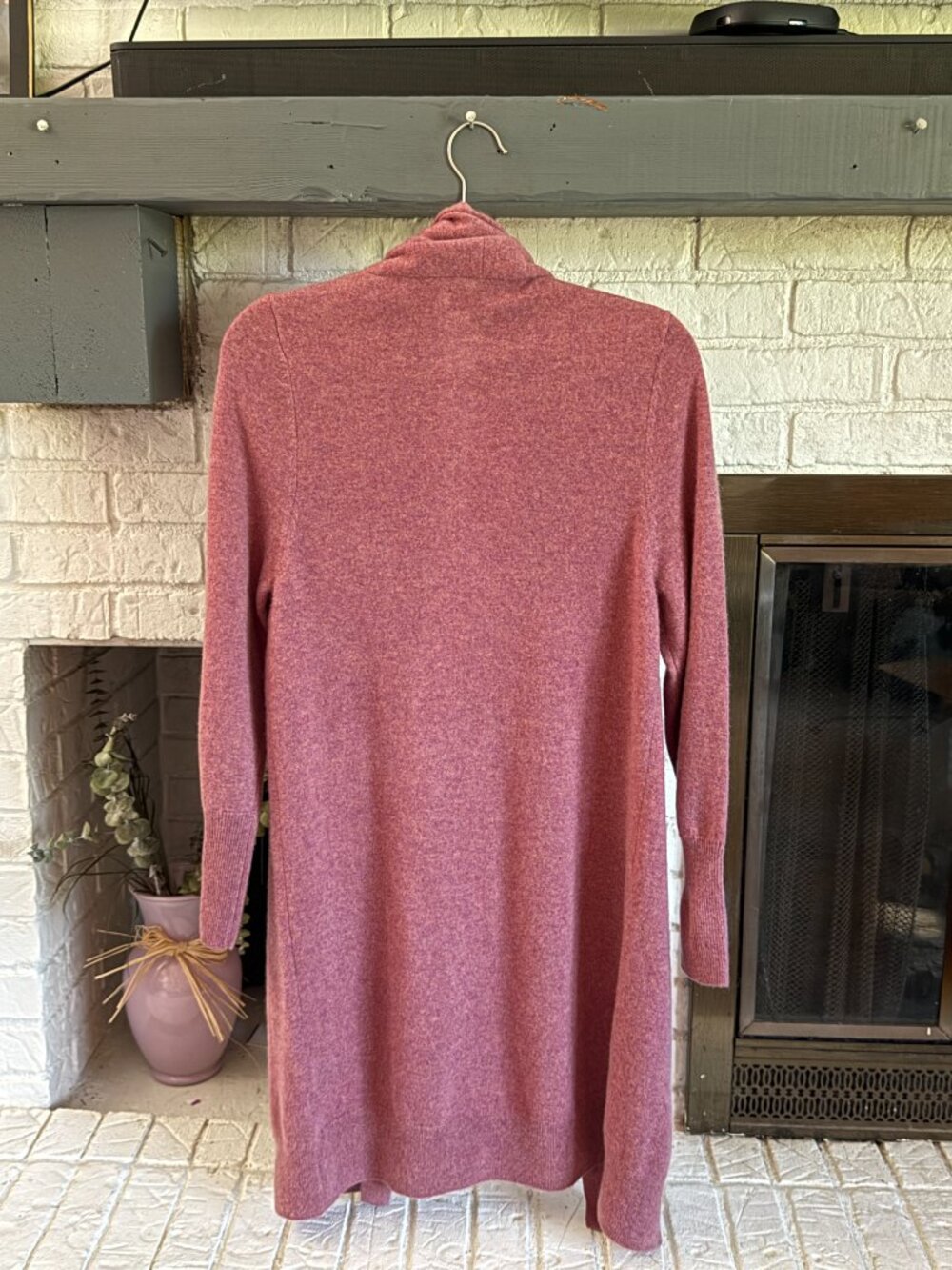 Quince 100% Mongolian Cashmere Duster Cardigan Sweater M NWT Heather Rose Pink - Picture 6 of 7